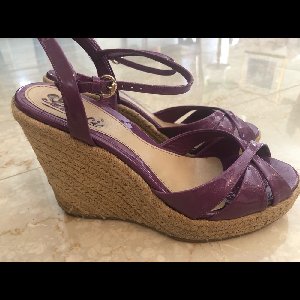 Gucci Purple Wedge Sandel Shoe SZ 38